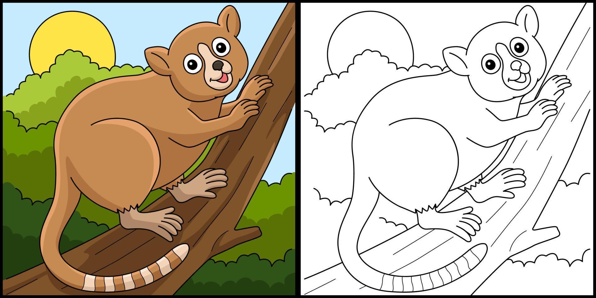 muis lemur dier kleur bladzijde illustratie vector
