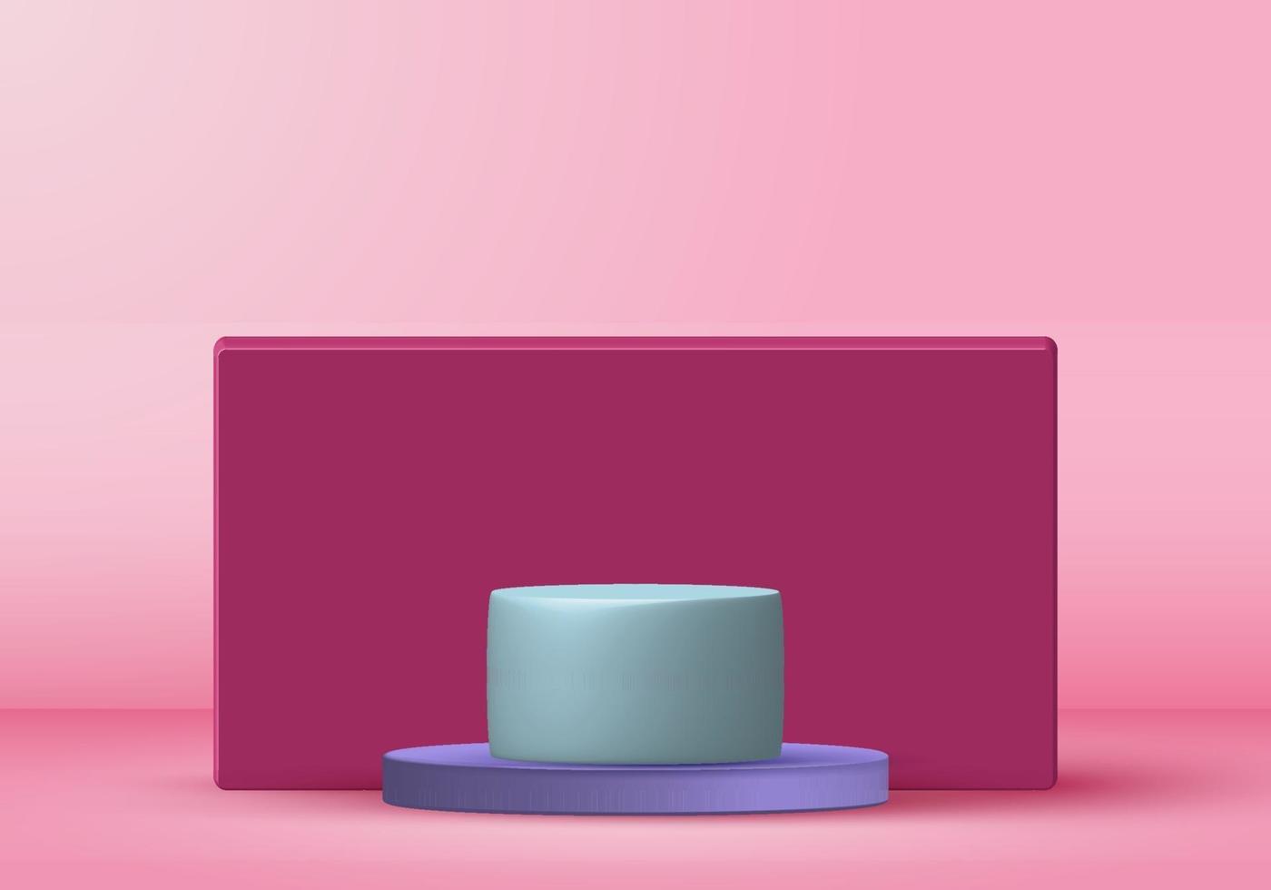 3D-weergave met podium minimale roze pastel scène, minimale standaard voetstuk achtergrond vector