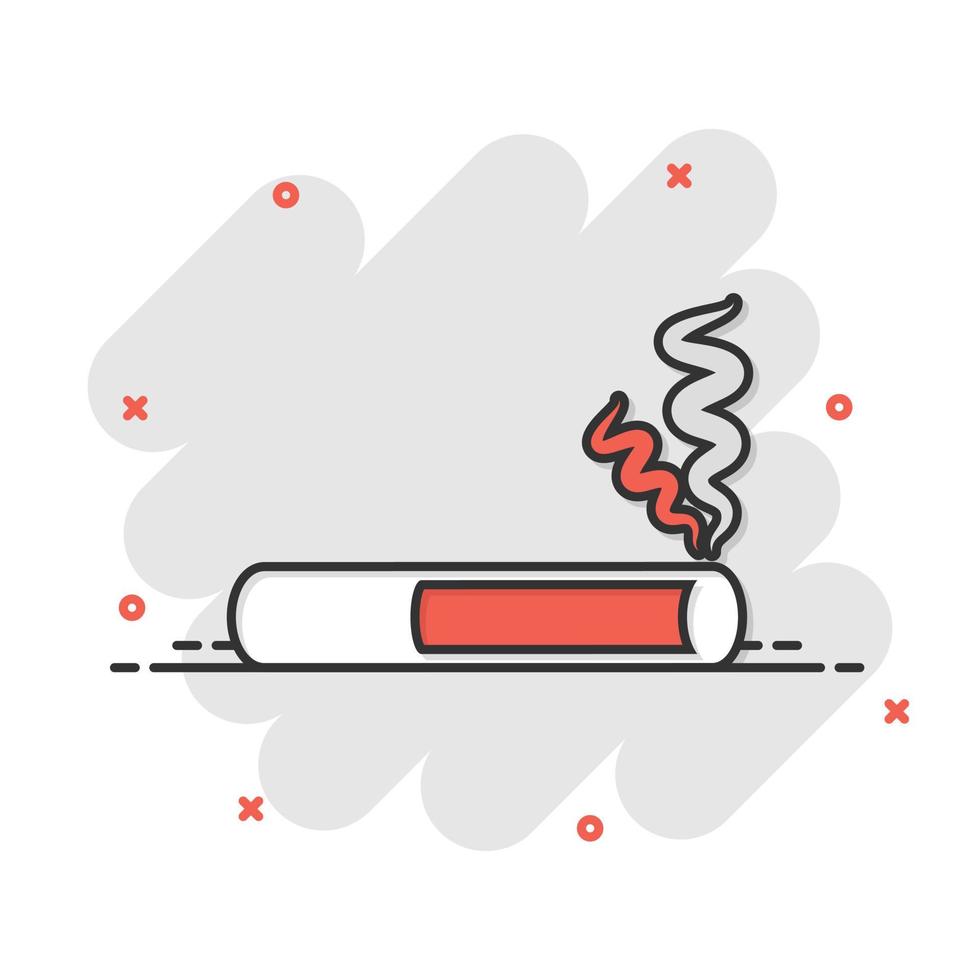 sigaret icoon in grappig stijl. rook tekenfilm vector illustratie Aan wit geïsoleerd achtergrond. nicotine plons effect bedrijf concept.