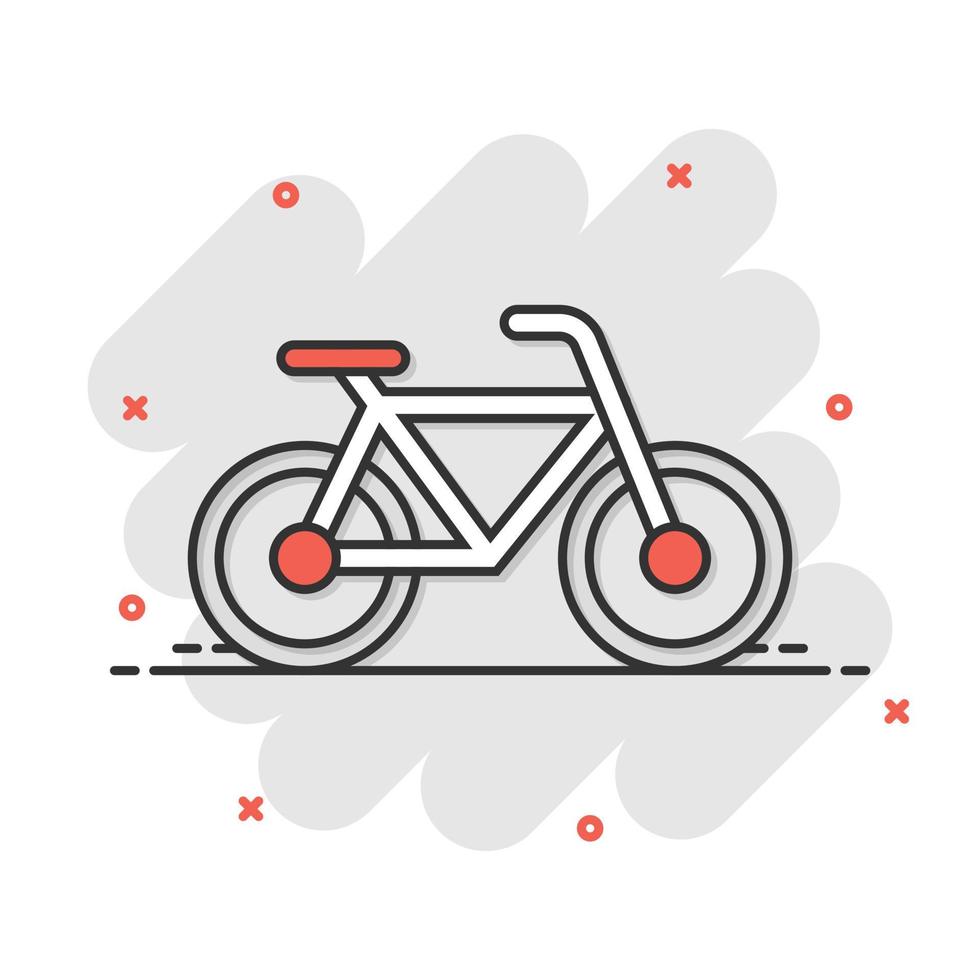 fiets teken icoon in grappig stijl. fiets vector tekenfilm illustratie Aan wit geïsoleerd achtergrond. wielersport bedrijf concept plons effect.
