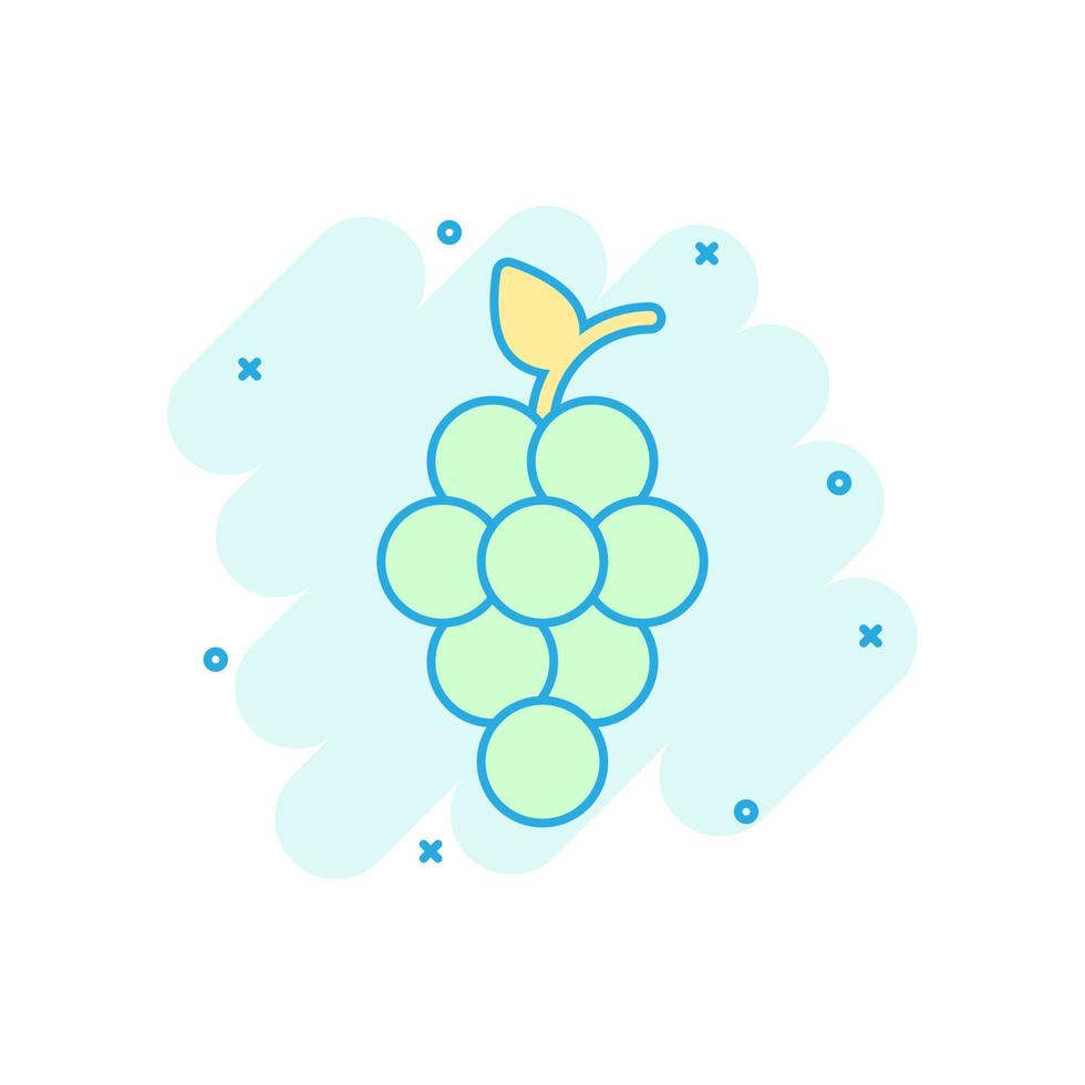 druif fruit teken icoon in grappig stijl. wijnstok vector tekenfilm illustratie Aan wit geïsoleerd achtergrond. wijn druiven bedrijf concept plons effect.