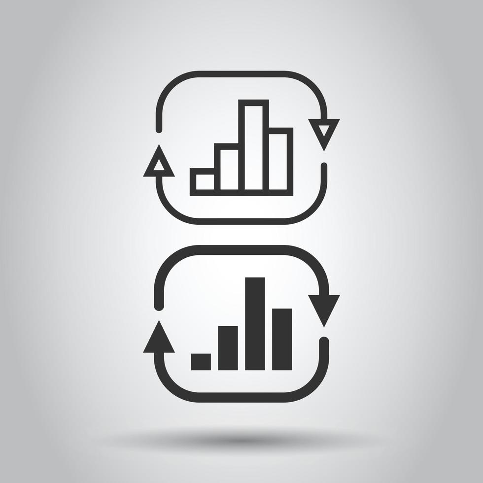 groeit bar diagram icoon in vlak stijl. toenemen pijl vector illustratie Aan wit geïsoleerd achtergrond. infographic vooruitgang bedrijf concept.