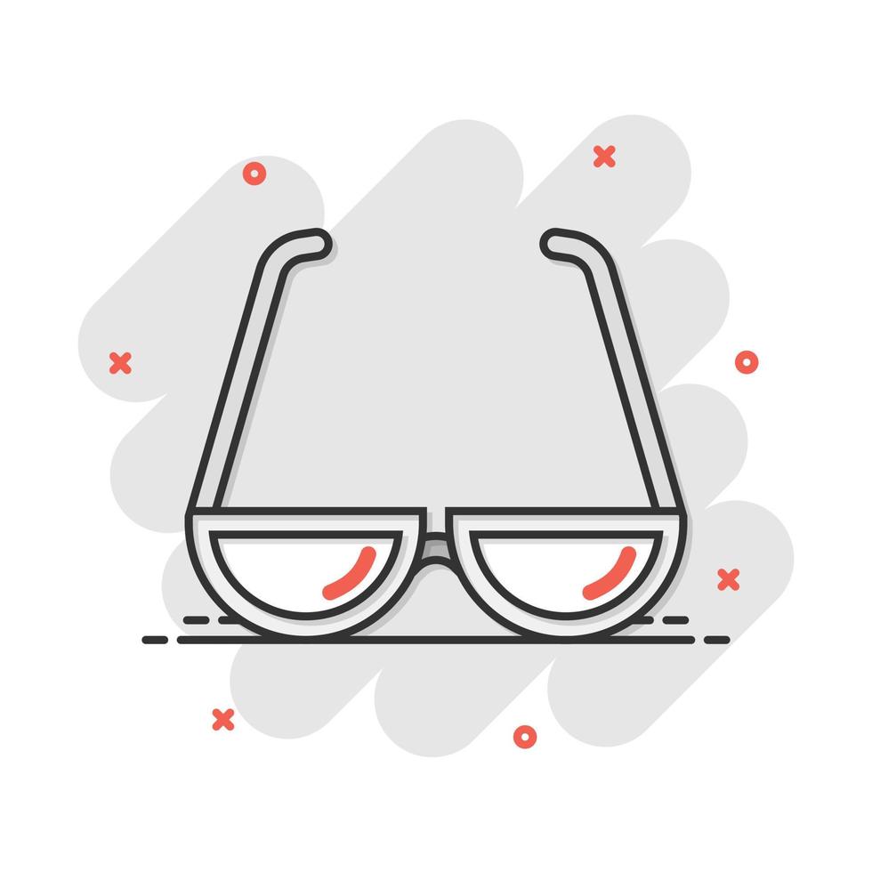 vector tekenfilm zonnebril icoon in grappig stijl. eyewear teken illustratie pictogram. zonnebril bedrijf plons effect concept.