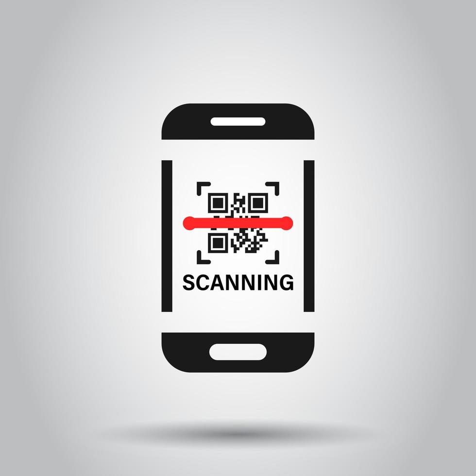 qr code scannen telefoon icoon in vlak stijl. scanner in smartphone vector illustratie Aan geïsoleerd achtergrond. streepjescode bedrijf concept.