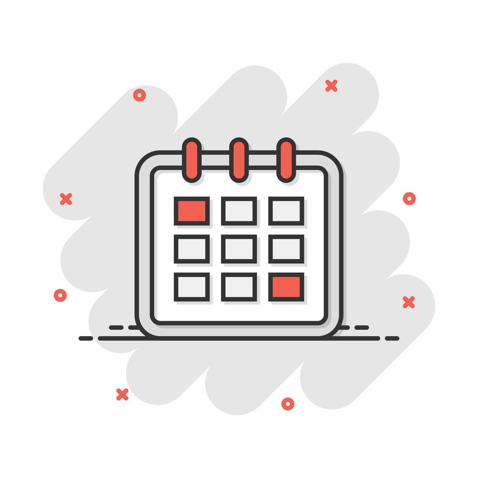 vector tekenfilm kalender agenda icoon in grappig stijl. herinnering illustratie pictogram. kalender datum plons effect concept.