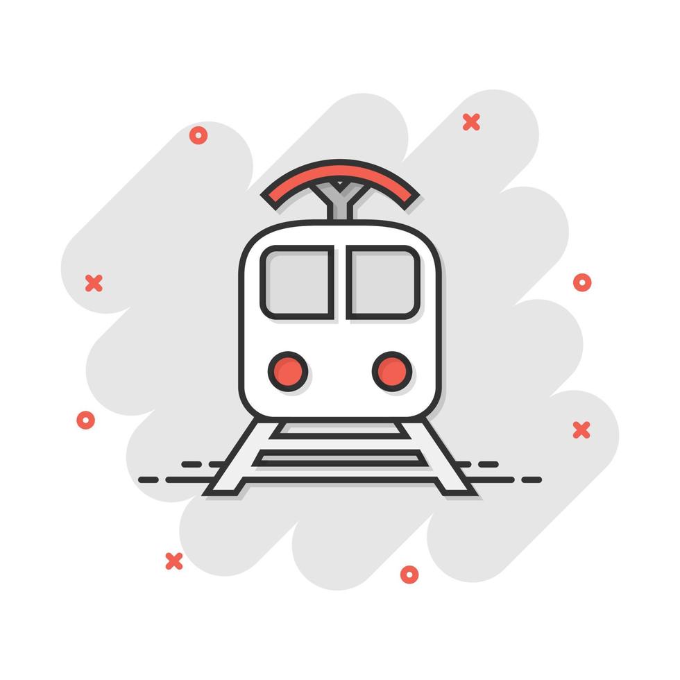 vector tekenfilm trein vervoer icoon in grappig stijl. trein teken illustratie pictogram. vervoer bedrijf plons effect concept.