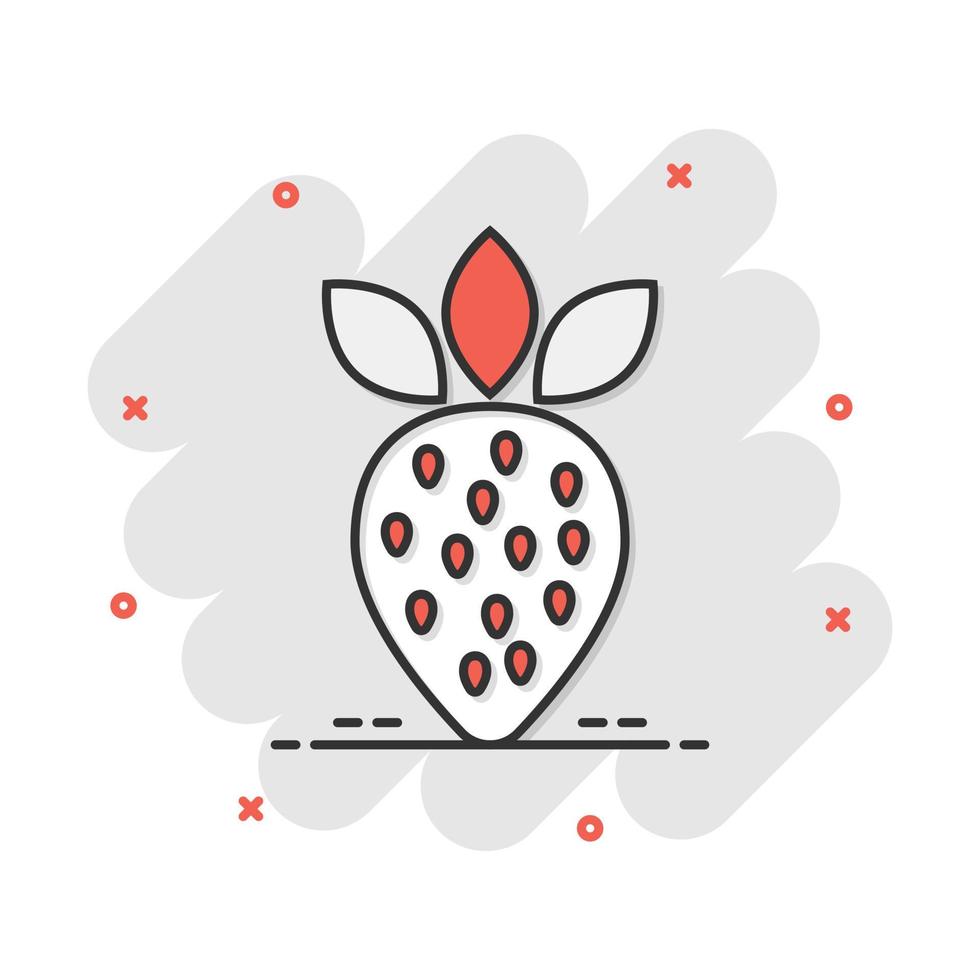 vector tekenfilm aardbei fruit icoon in grappig stijl. rijp BES teken illustratie pictogram. aardbei bedrijf plons effect concept.