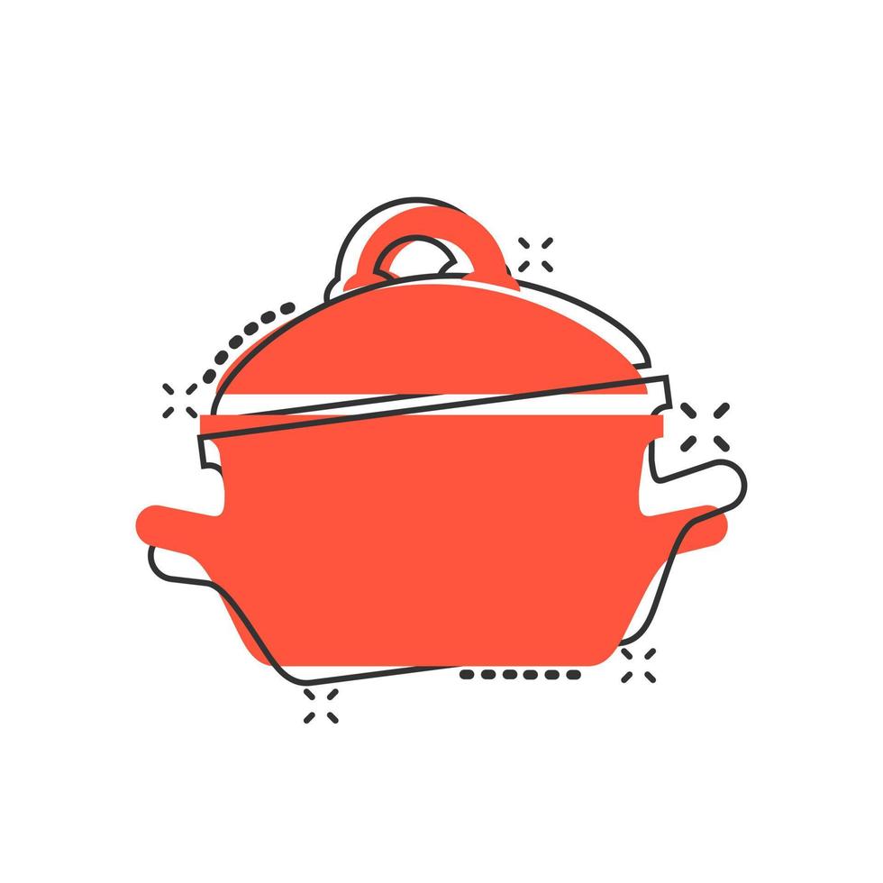 vector tekenfilm Koken pan icoon in grappig stijl. keuken pot concept illustratie pictogram. pan uitrusting bedrijf plons effect concept.