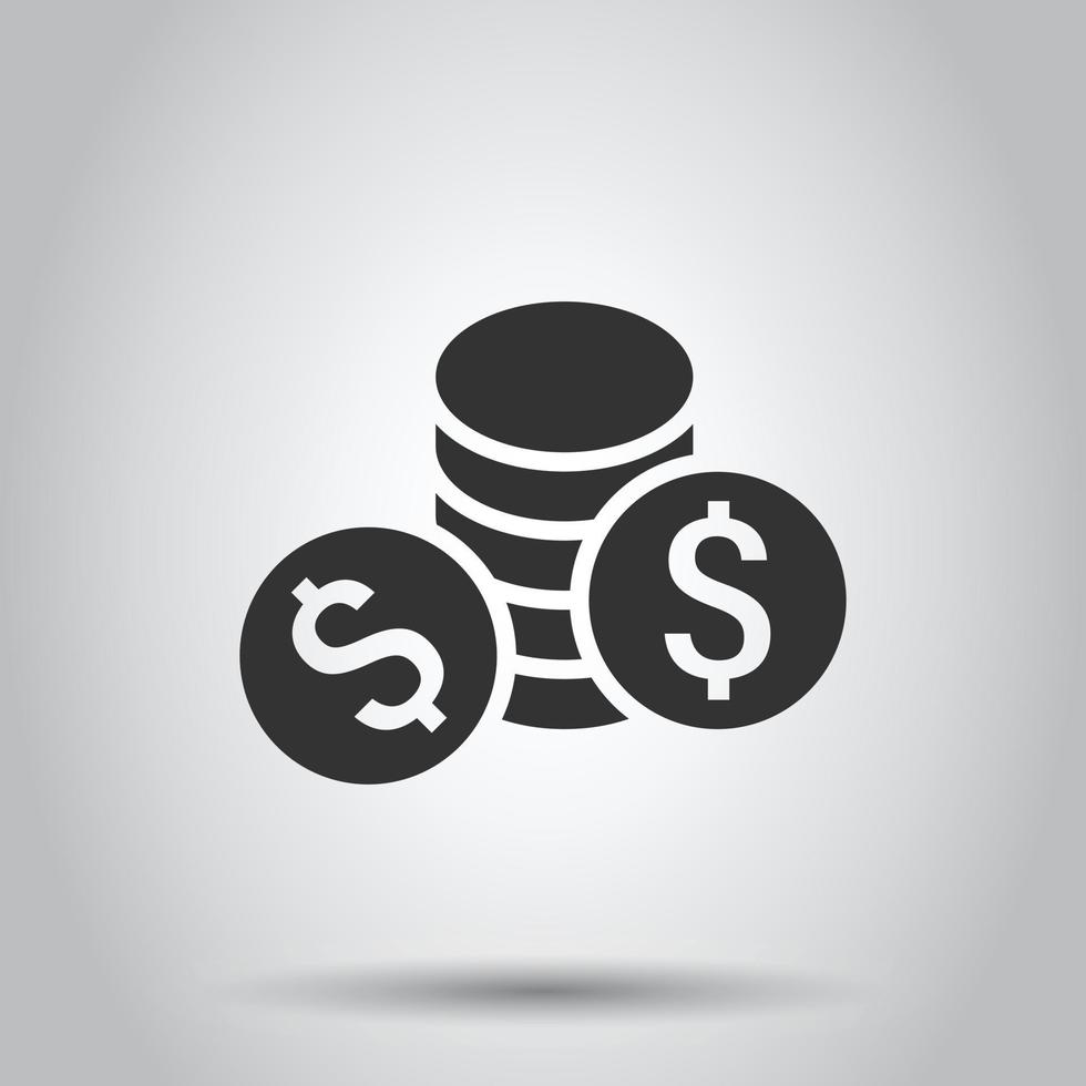 munten stack icoon in vlak stijl. dollar munt vector illustratie Aan wit geïsoleerd achtergrond. geld gestapeld bedrijf concept.