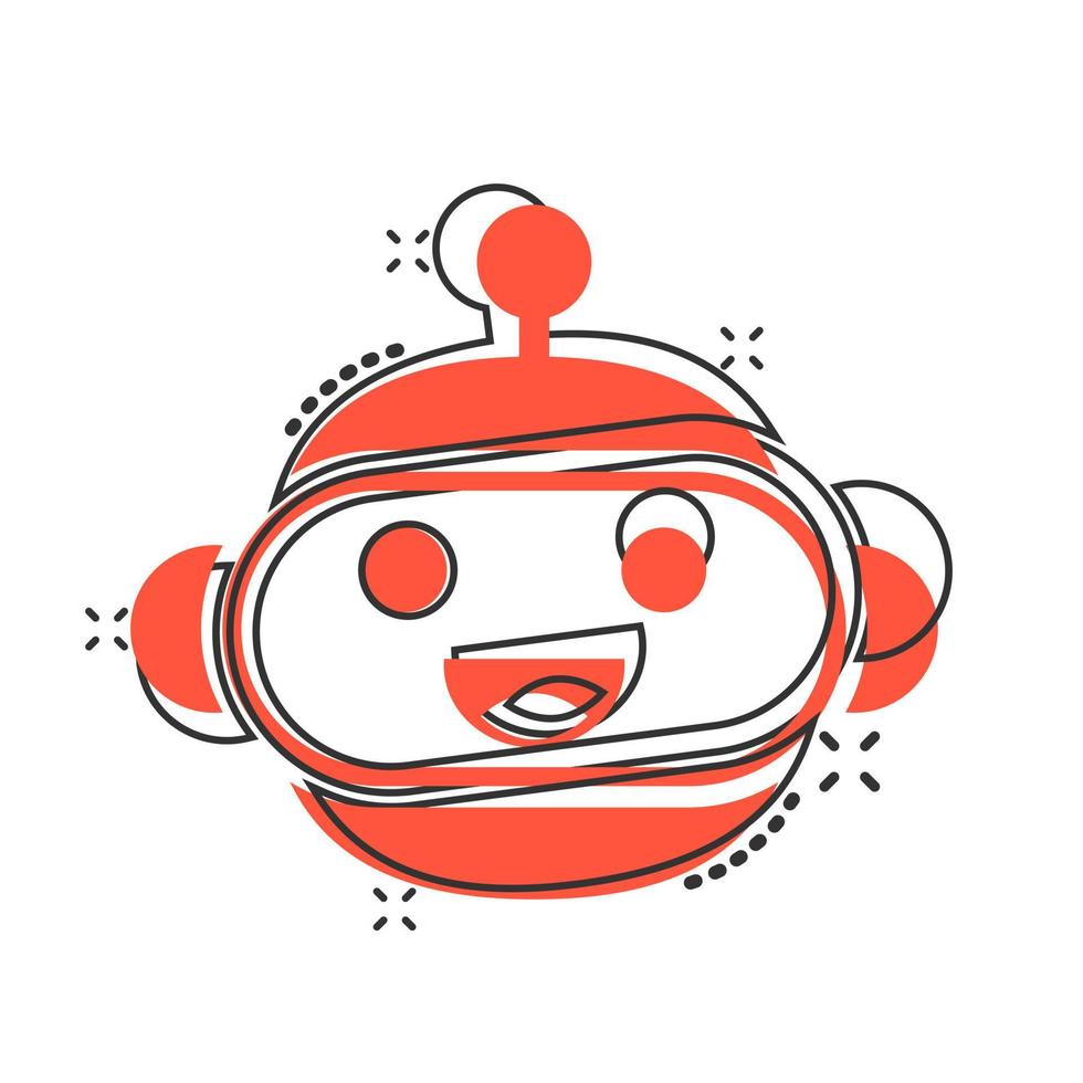 schattig robot Chatbot icoon in grappig stijl. bot operator vector tekenfilm illustratie pictogram plons effect.