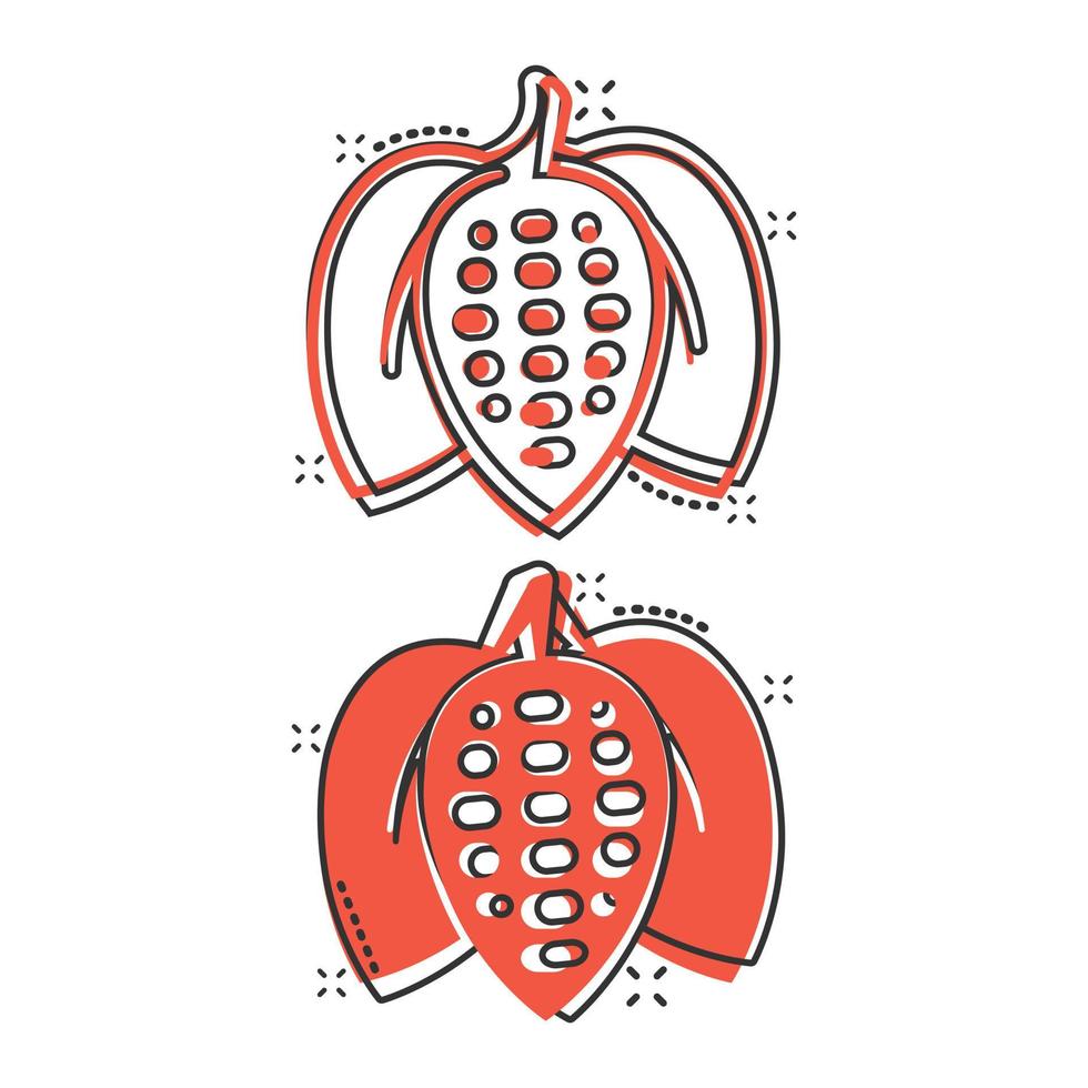 cacao Boon icoon in grappig stijl. chocola room tekenfilm vector illustratie Aan wit geïsoleerd achtergrond. noot fabriek plons effect bedrijf concept.