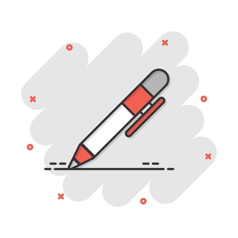 pen icoon in grappig stijl. markeerstift vector tekenfilm illustratie pictogram. pen bedrijf concept plons effect.