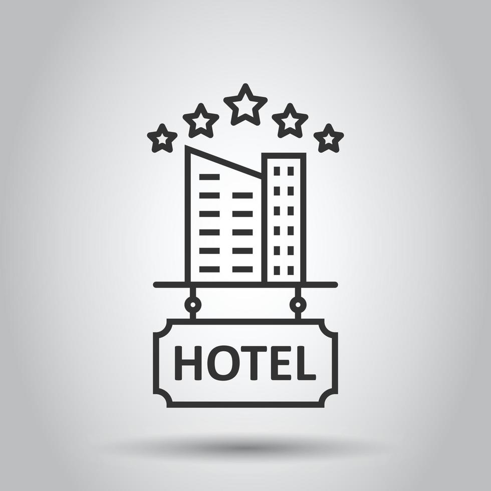 hotel 5 sterren teken icoon in vlak stijl. cafe gebouw vector illustratie Aan wit geïsoleerd achtergrond. herberg kamer bedrijf concept.
