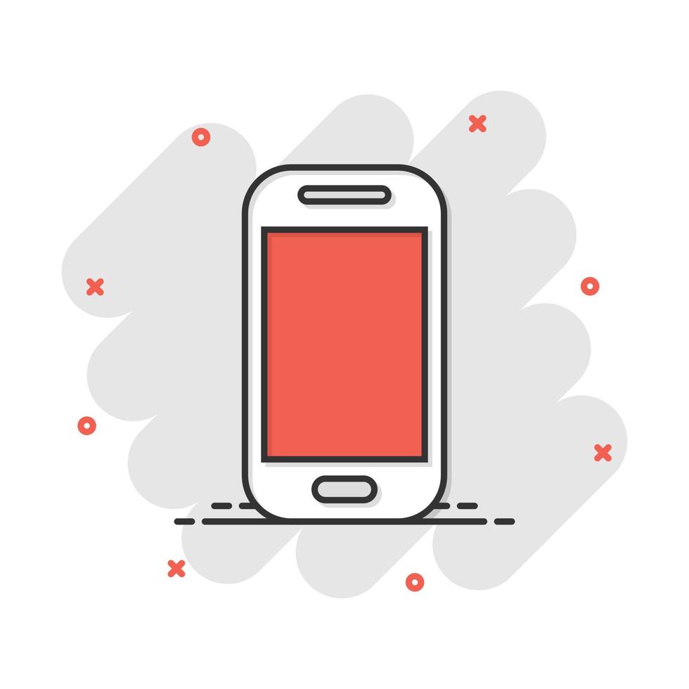 smartphone icoon in grappig stijl. telefoon handset vector tekenfilm illustratie pictogram. smartphone bedrijf concept plons effect.