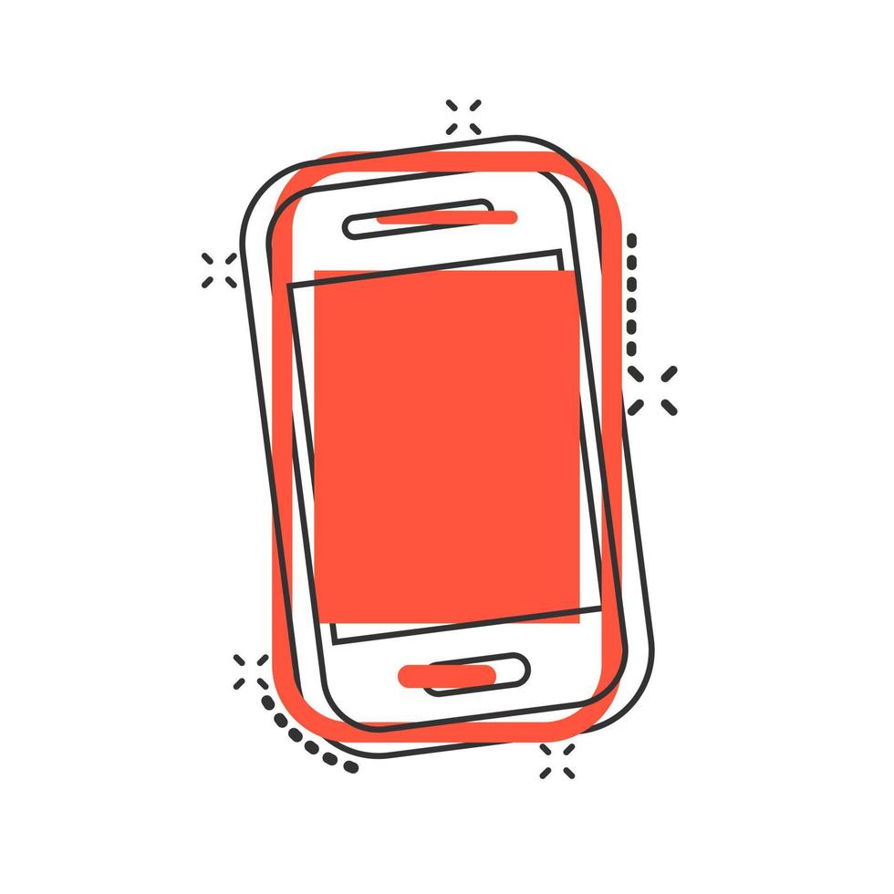 smartphone icoon in grappig stijl. telefoon handset vector tekenfilm illustratie pictogram plons effect.