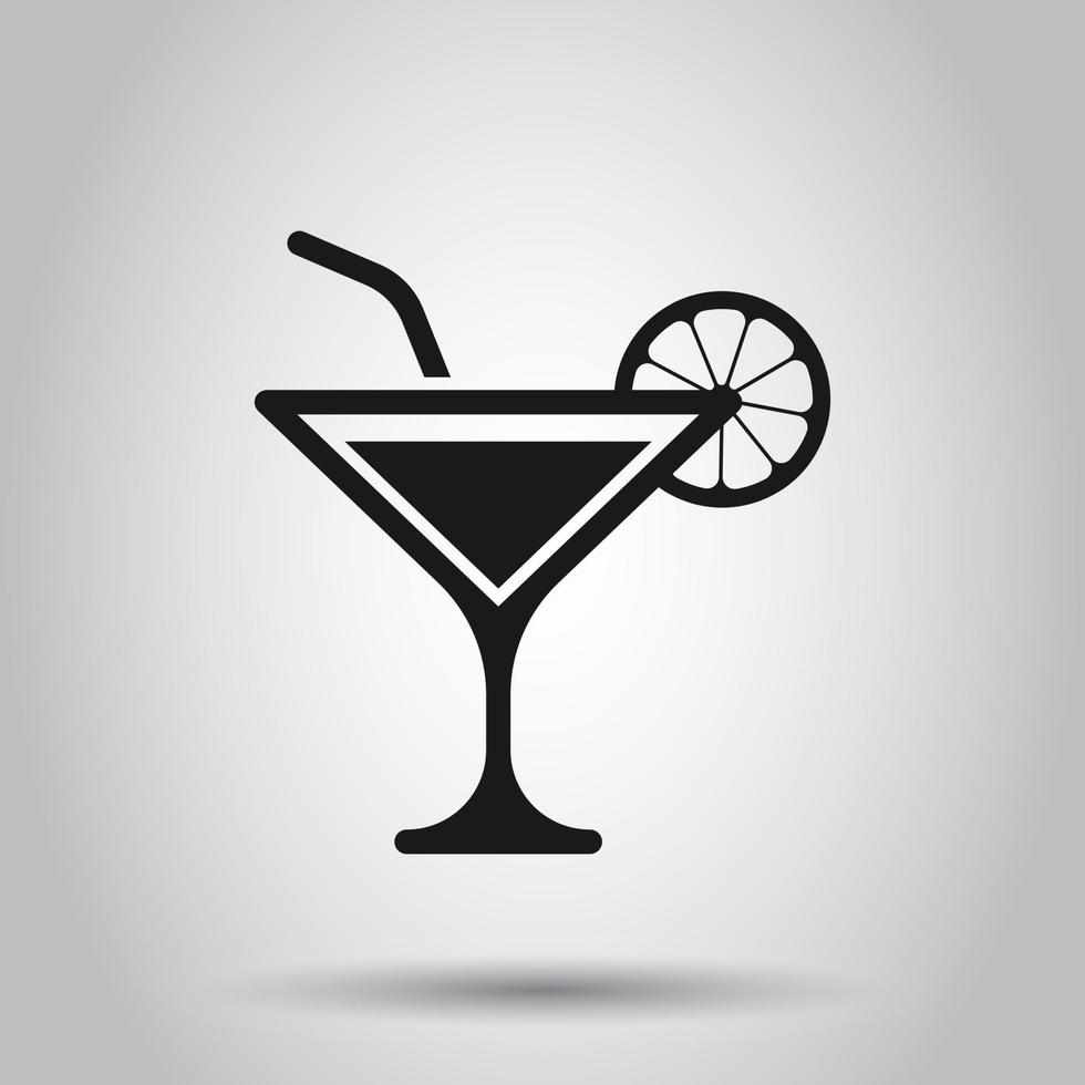 alcohol cocktail icoon in vlak stijl. drinken glas vector illustratie Aan geïsoleerd achtergrond. martini vloeistof bedrijf concept.