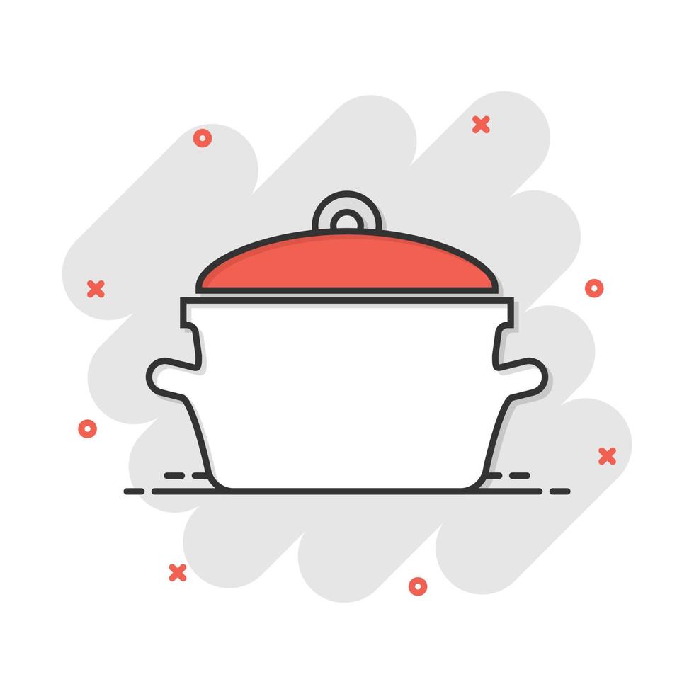 vector tekenfilm Koken pan icoon in grappig stijl. keuken pot concept illustratie pictogram. pan uitrusting bedrijf plons effect concept.