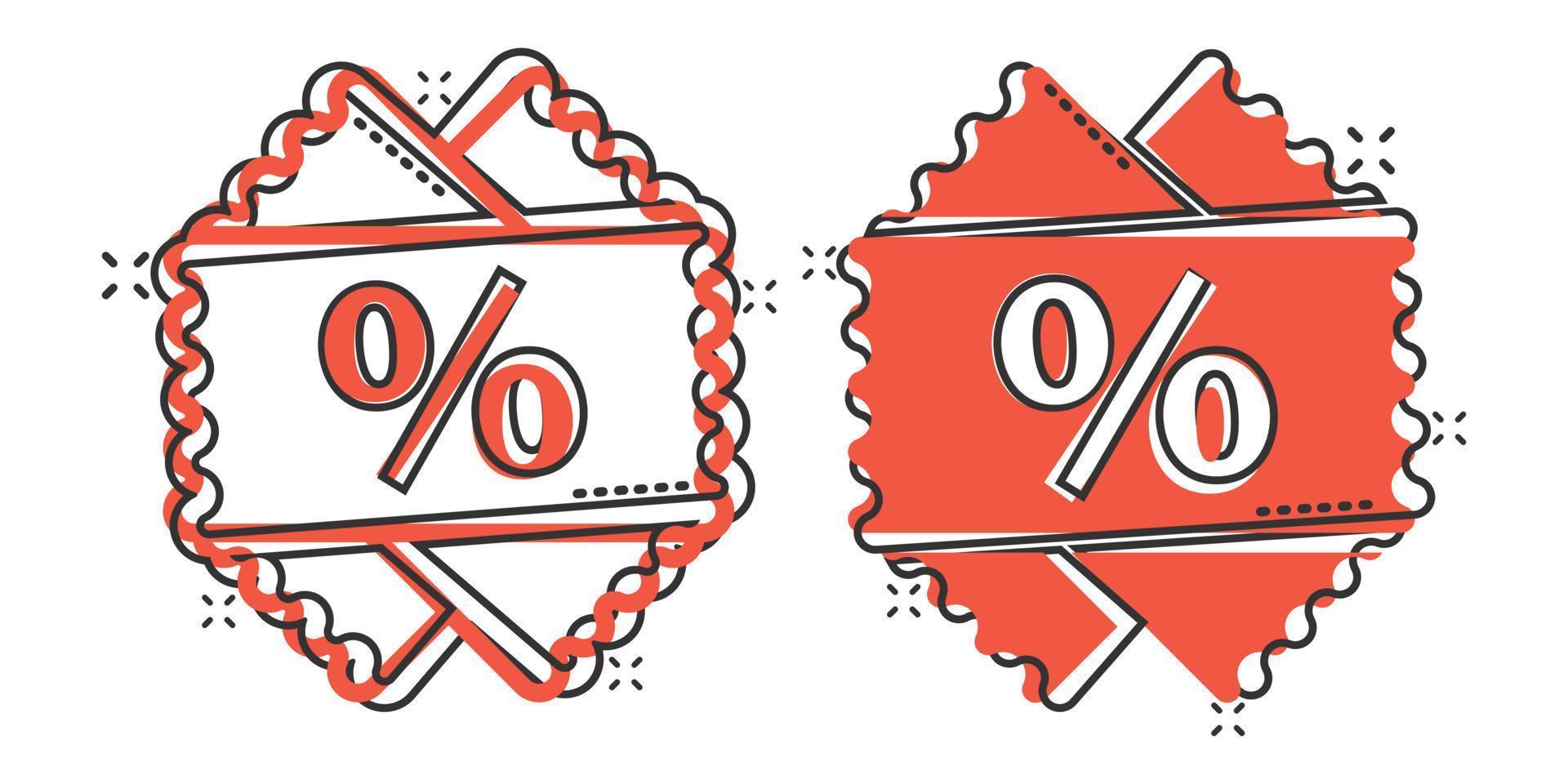 prijs coupon icoon in grappig stijl. korting label tekenfilm teken vector illustratie Aan wit geïsoleerd achtergrond. uitverkoop sticker plons effect bedrijf concept.