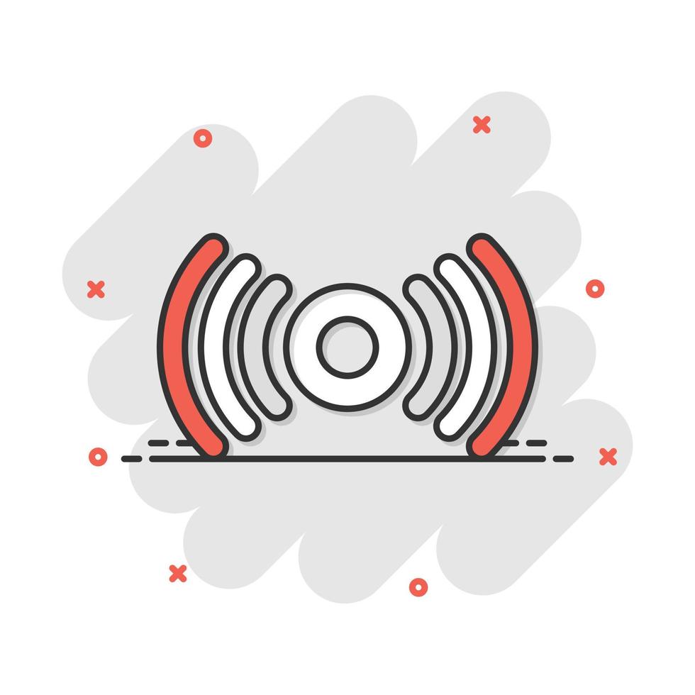 beweging sensor icoon in grappig stijl. sensor golven vector tekenfilm illustratie pictogram. veiligheid verbinding bedrijf concept plons effect.