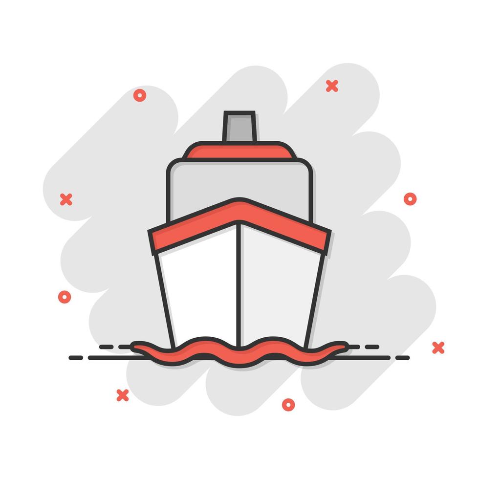 schip reis teken icoon in grappig stijl. lading boot vector tekenfilm illustratie Aan wit geïsoleerd achtergrond. vaartuig bedrijf concept plons effect.