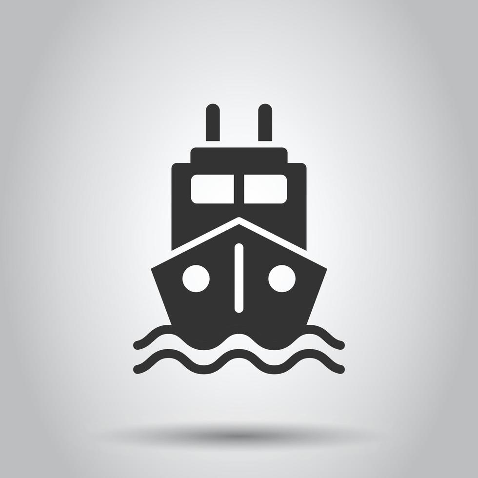 toerisme schip icoon in vlak stijl. visvangst boot vector illustratie Aan wit geïsoleerd achtergrond. tanker bestemming bedrijf concept.