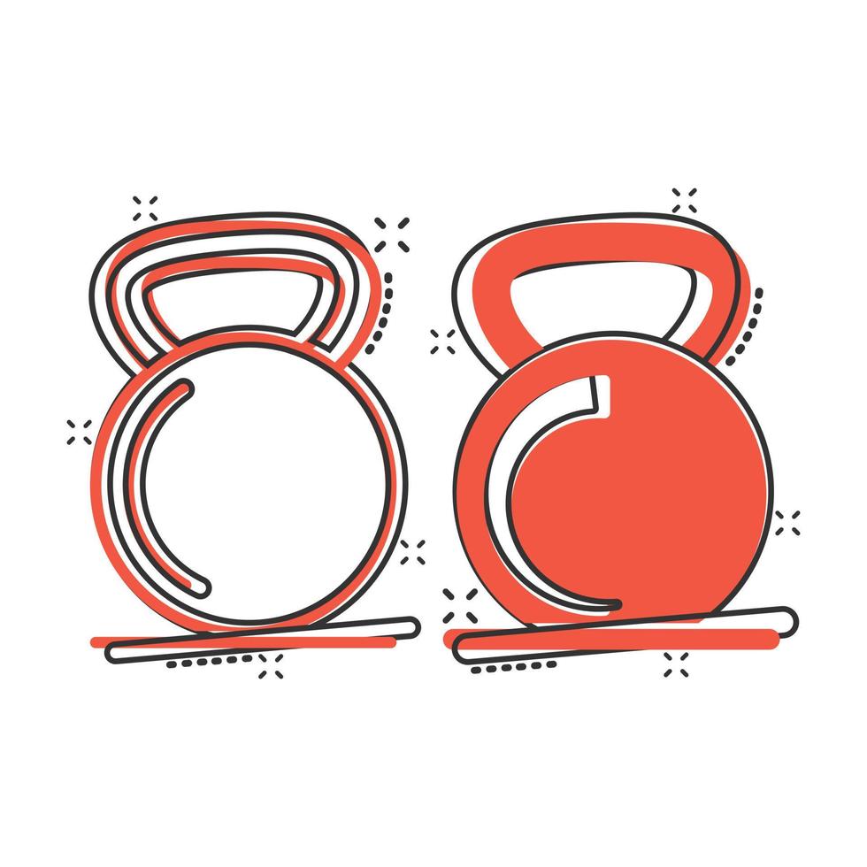 kettlebell icoon in grappig stijl. barbell sport uitrusting tekenfilm vector illustratie Aan wit geïsoleerd achtergrond. halter plons effect bedrijf concept.