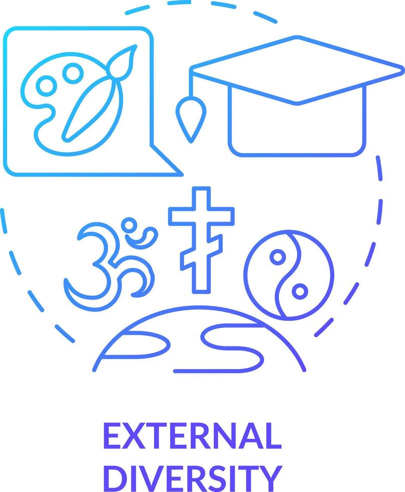 extern verscheidenheid blauw helling concept icoon. werkplaats verscheidenheid categorisering abstract idee dun lijn illustratie. persoon identiteit. geïsoleerd schets tekening vector