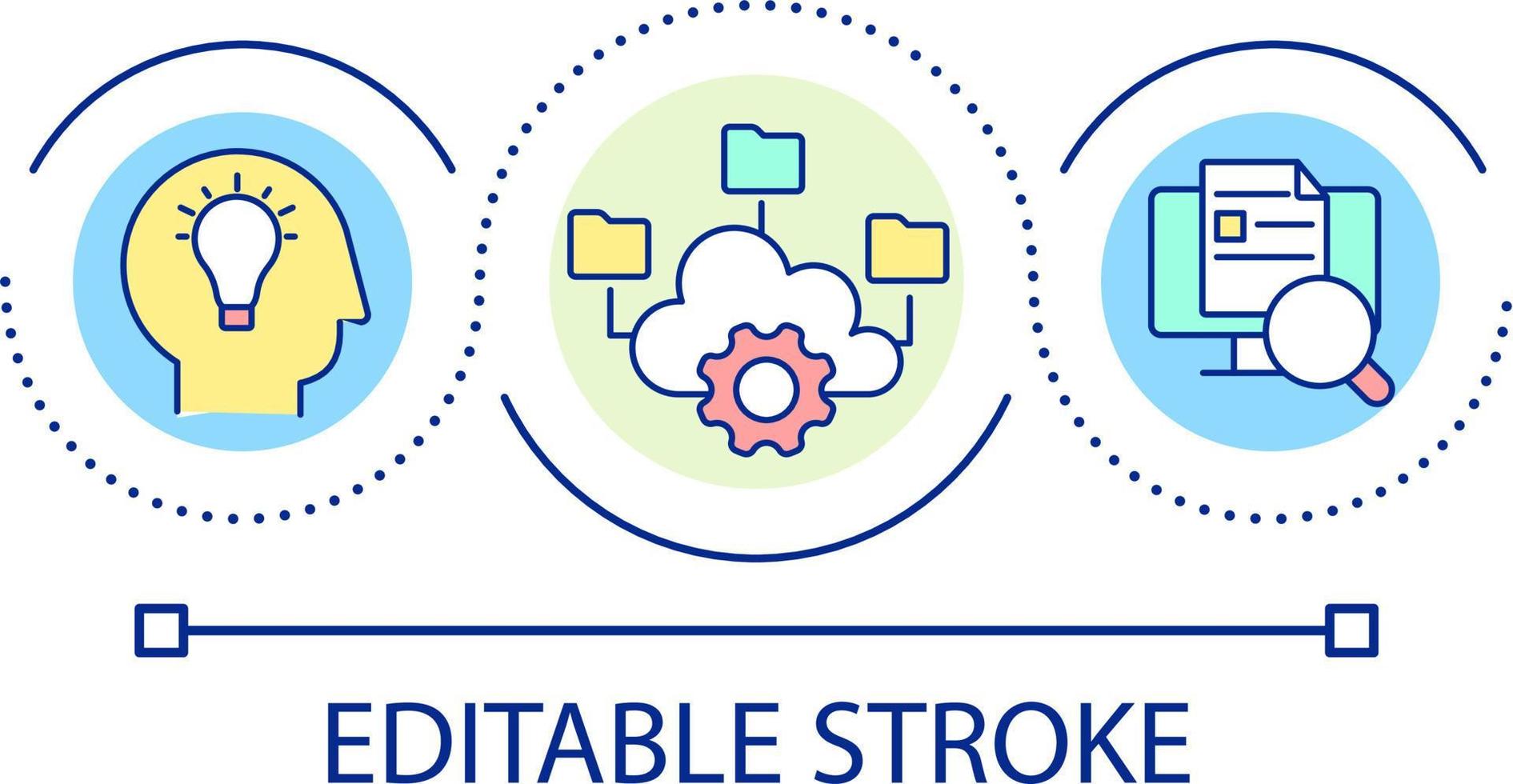 structuur van geleerd materiaal en informatie lus concept icoon. aan het leren beginsel en techniek abstract idee dun lijn illustratie. geïsoleerd schets tekening. bewerkbare beroerte vector