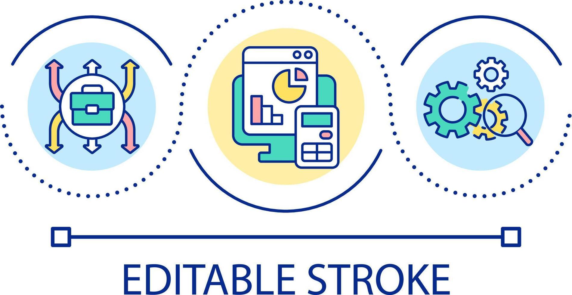 bedrijf uitbreiding lus concept icoon. werkwijze organisatie. bedrijf strategie. financieel analytics abstract idee dun lijn illustratie. geïsoleerd schets tekening. bewerkbare beroerte vector