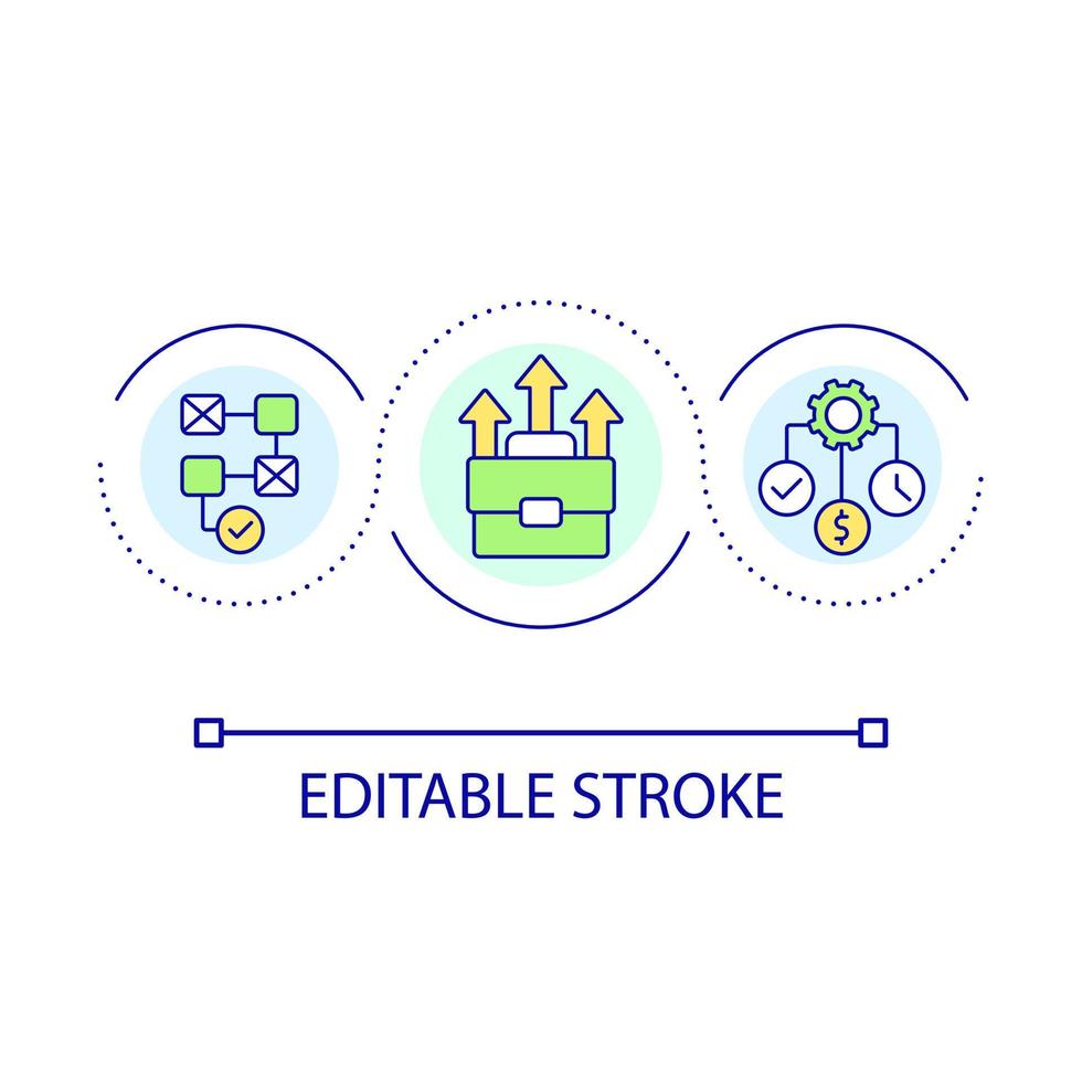 bedrijf ontwikkeling plan lus concept icoon. carrière groei. bedrijf strategie. boost succes abstract idee dun lijn illustratie. geïsoleerd schets tekening. bewerkbare beroerte vector