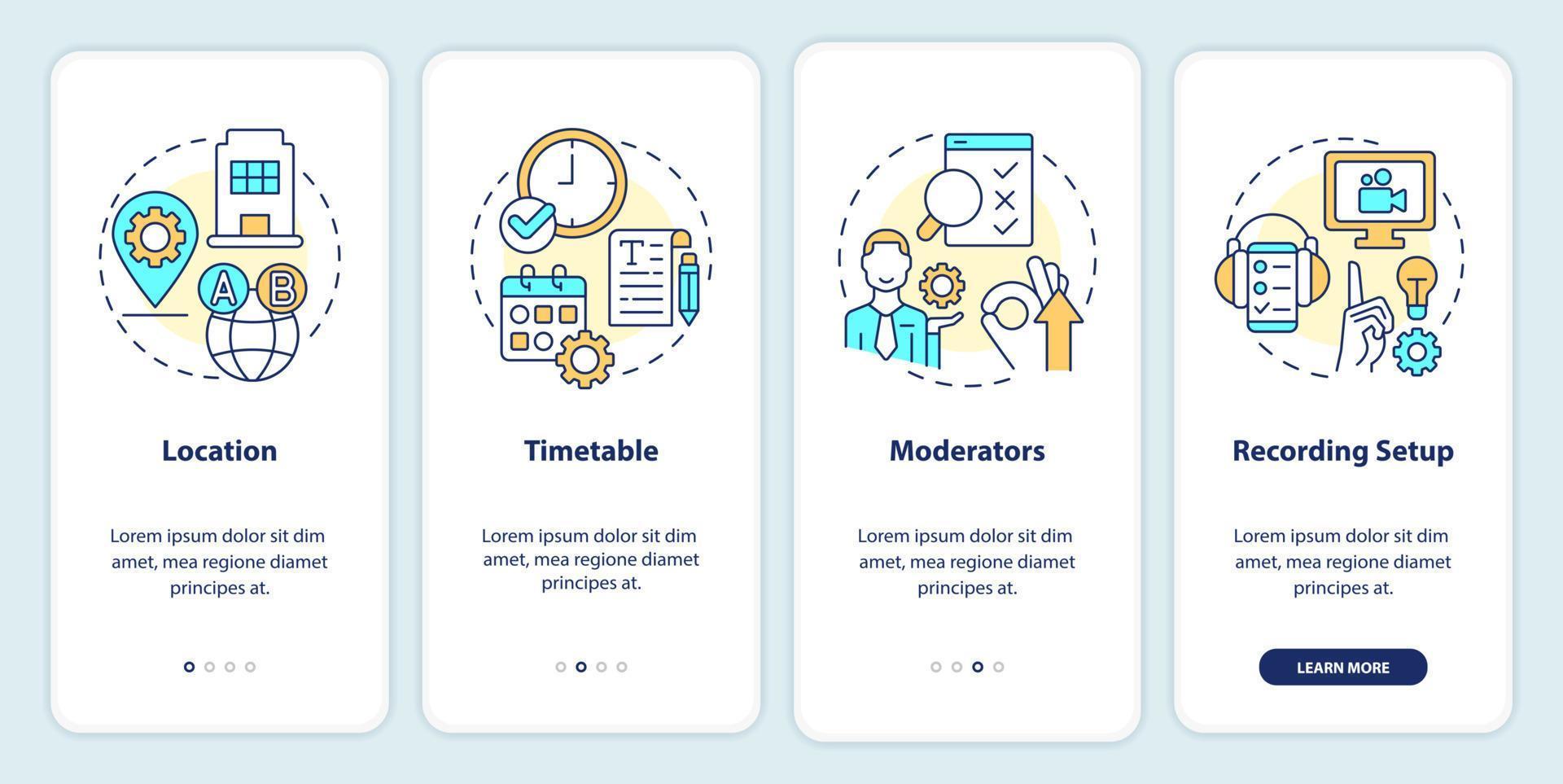 logistiek details van bruikbaarheid testen onboarding mobiel app scherm. walkthrough 4 stappen bewerkbare grafisch instructies met lineair concepten. ui, ux, gui sjabloon vector