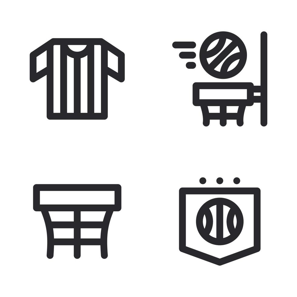 basketbal pictogrammen set. scheidsrechter Jersey, schieten, ring, kenteken. perfect voor website mobiel app, app pictogrammen, presentatie, illustratie en ieder andere projecten vector