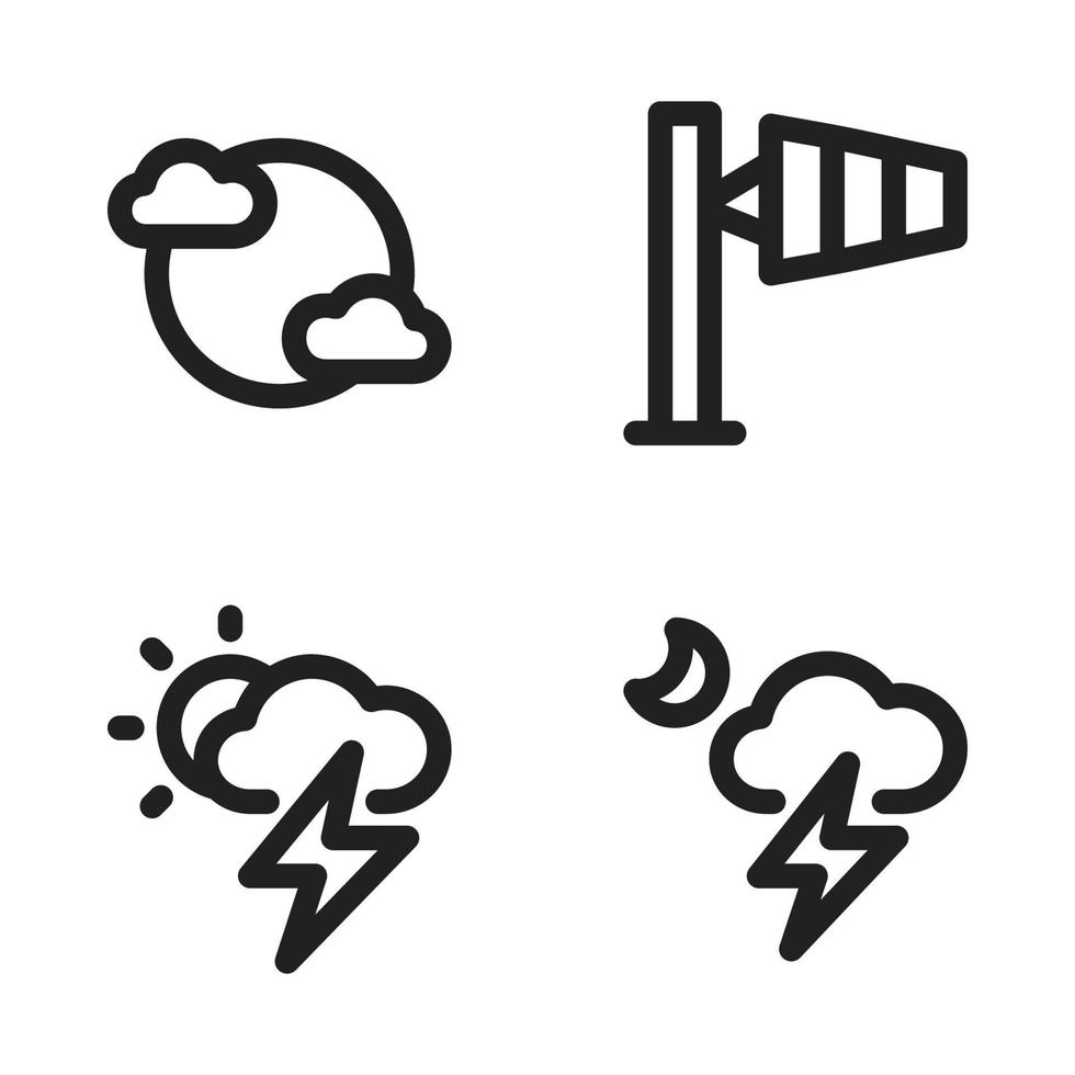 weer pictogrammen set. wolk, wind, dag donder, nacht donder. perfect voor website mobiel app, app pictogrammen, presentatie, illustratie en ieder andere projecten vector