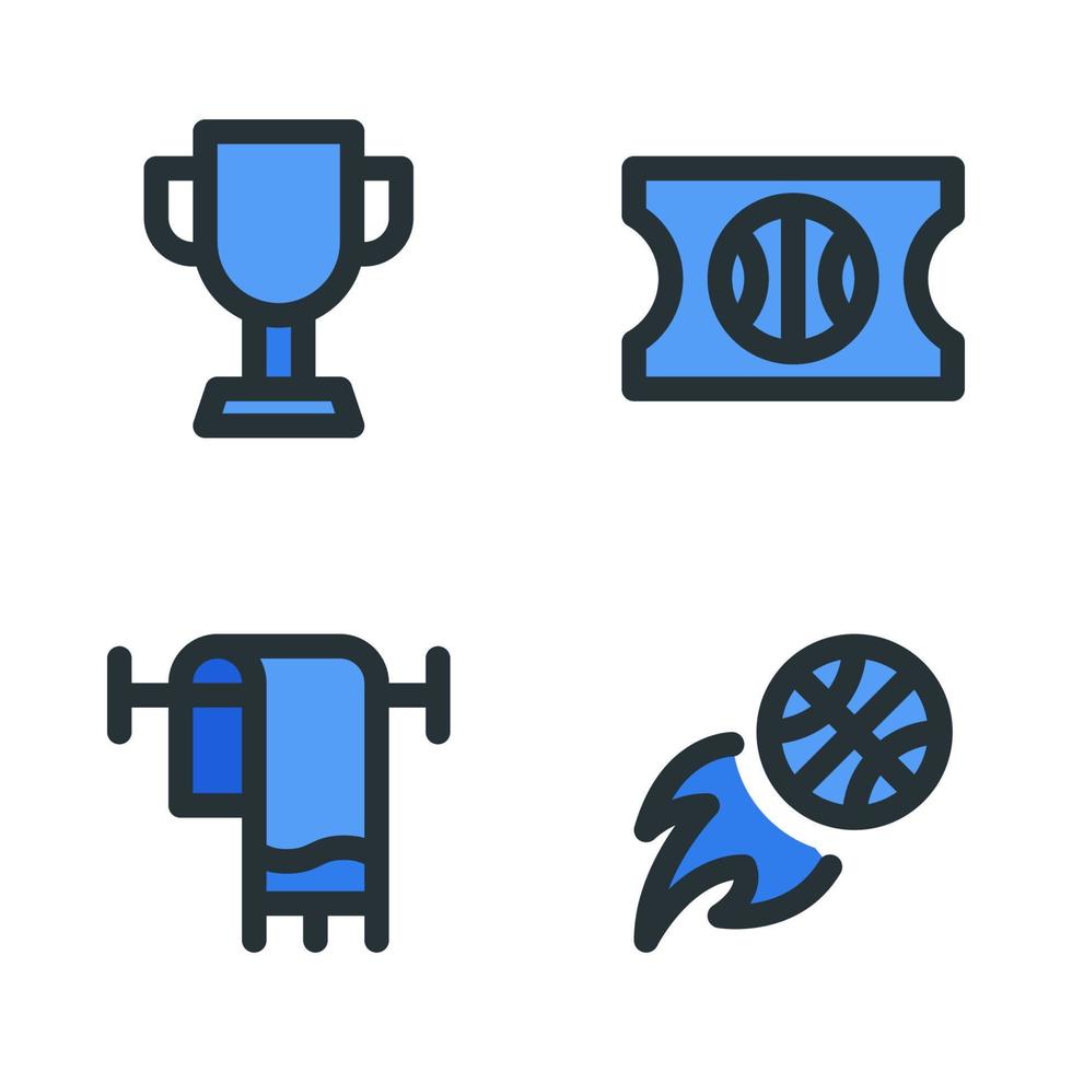 basketbal pictogrammen set. trofee, ticket, handdoek, schieten bal. perfect voor website mobiel app, app pictogrammen, presentatie, illustratie en ieder andere projecten vector