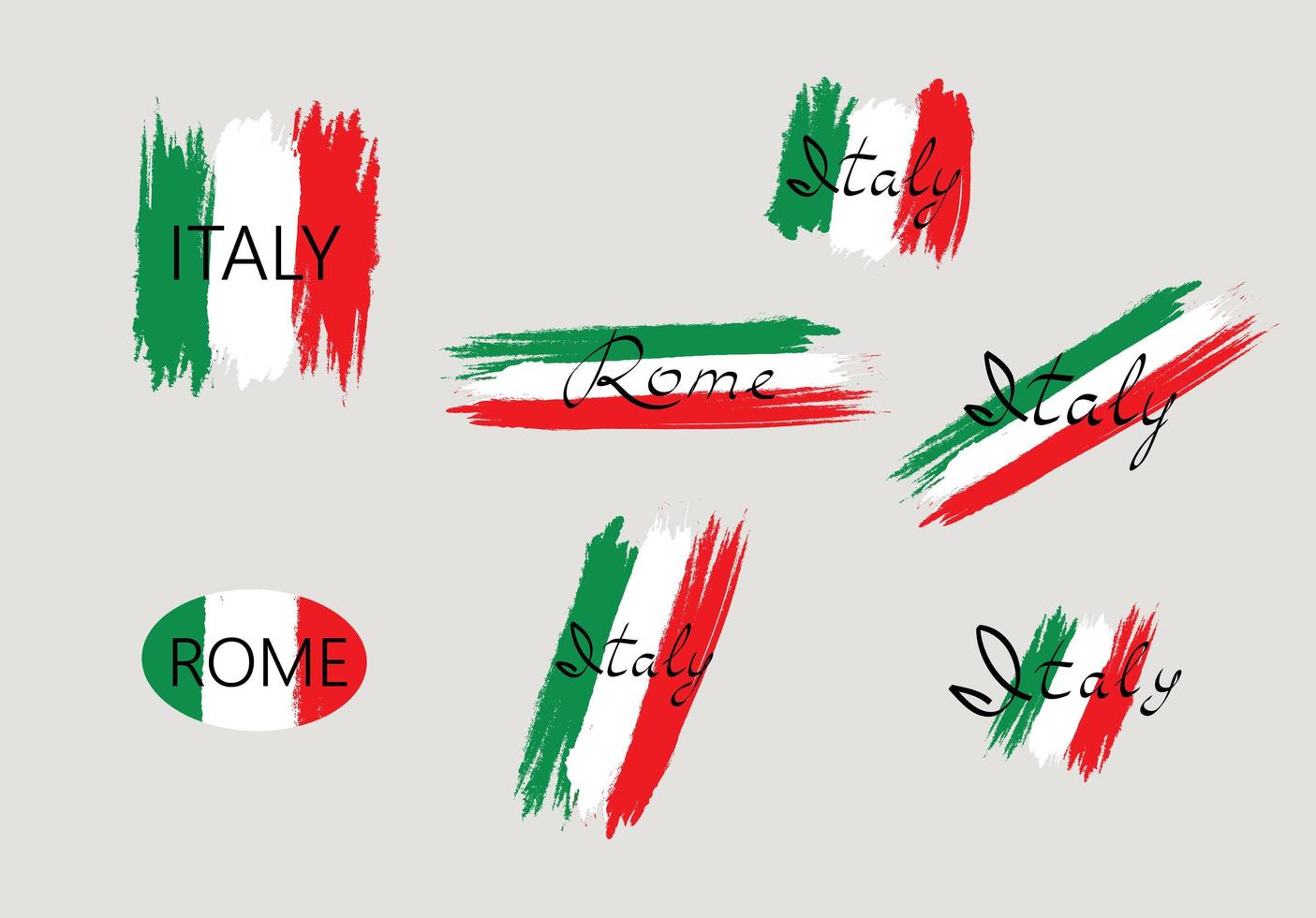 Italiaanse vlag met handgeschreven Italië penseel belettering vector