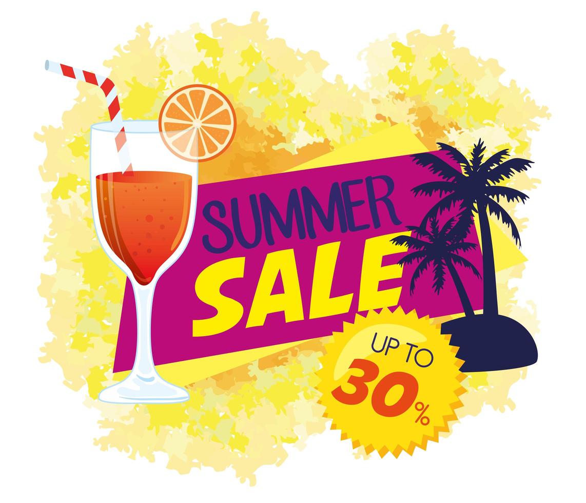 zomer verkoop banner met cocktaildrankje vector