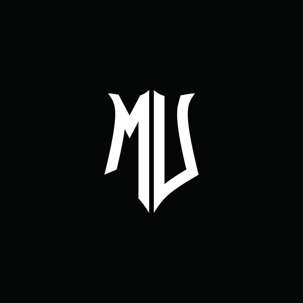 mu monogram brief logo lint met schild stijl geïsoleerd Aan zwart achtergrond vector