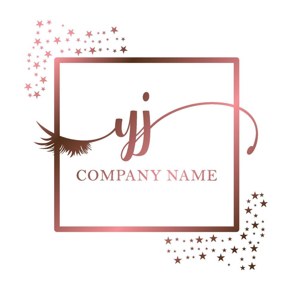 eerste logo yj handschrift Dames wimper bedenken kunstmatig bruiloft modern premie vector