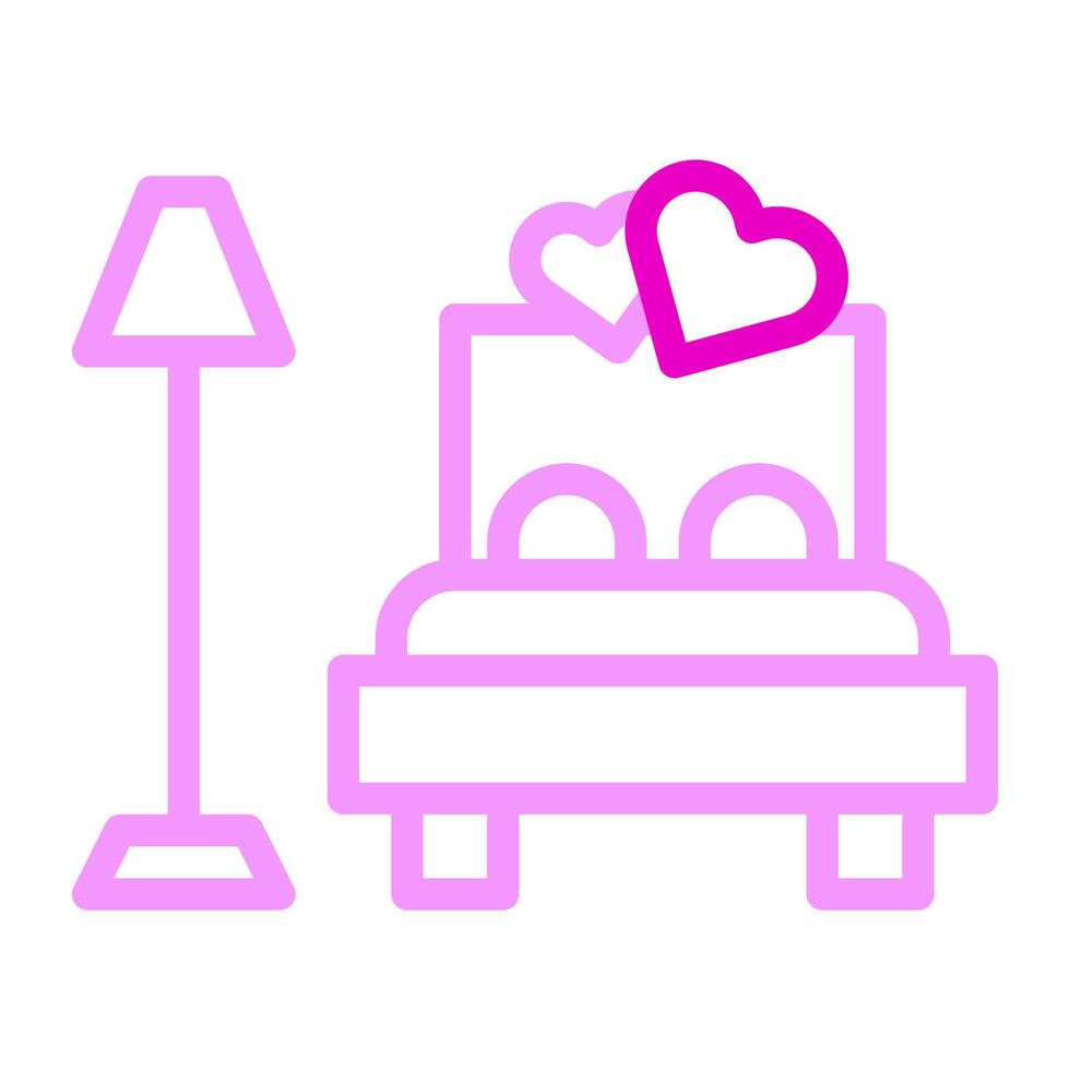 bed icoon duokleur roze stijl Valentijn illustratie vector element en symbool perfect.