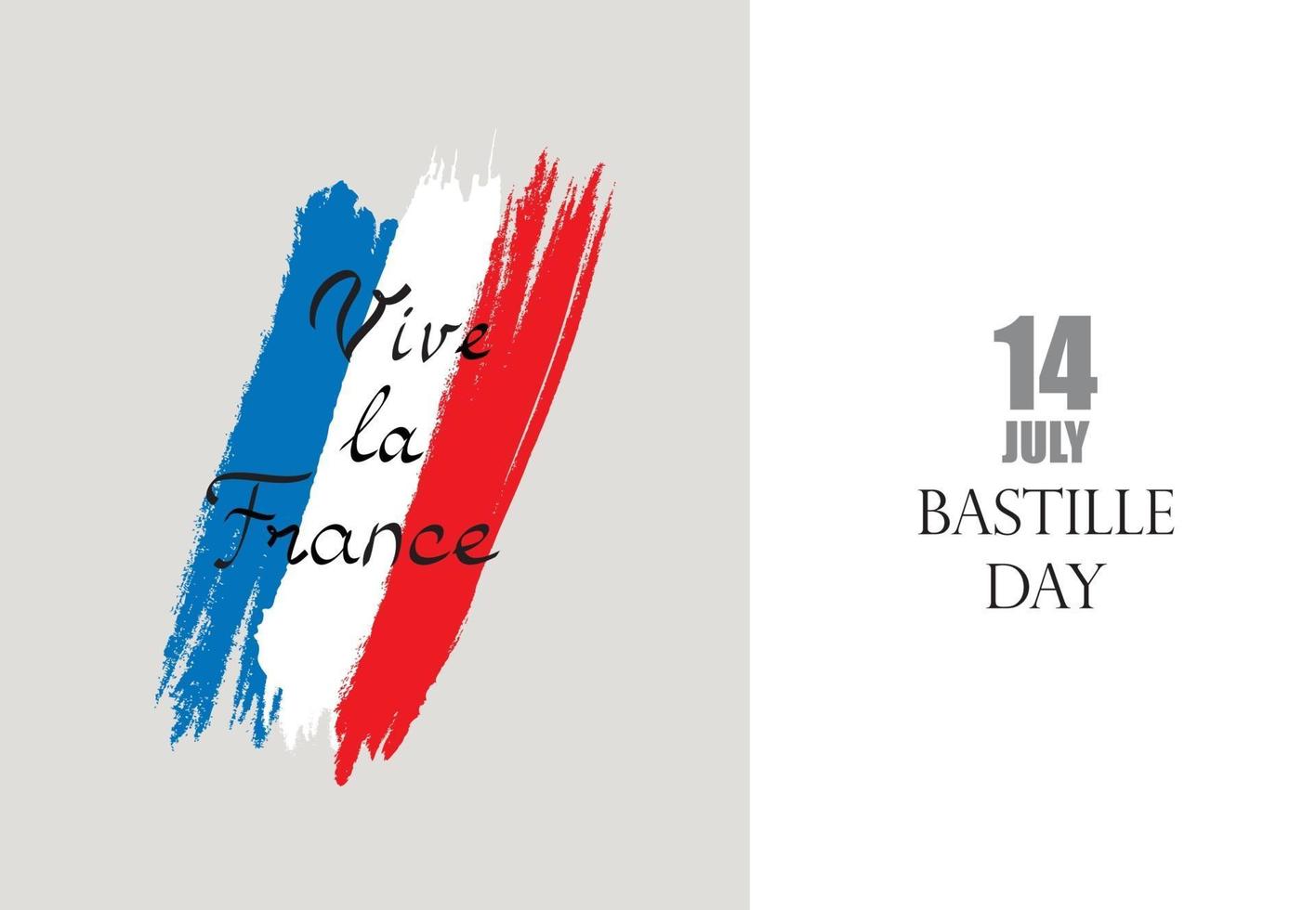Franse bastille-dag. vlag van Frankrijk met handgeschreven letters, 14 juli, vive la france. vector