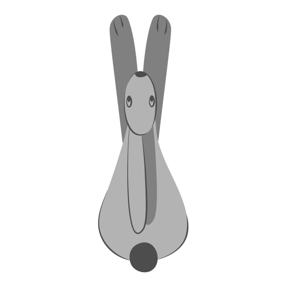 schattig monochroom konijn strekt zich uit haar poten omhoog. kleur tekenfilm vlak vector illustratie.