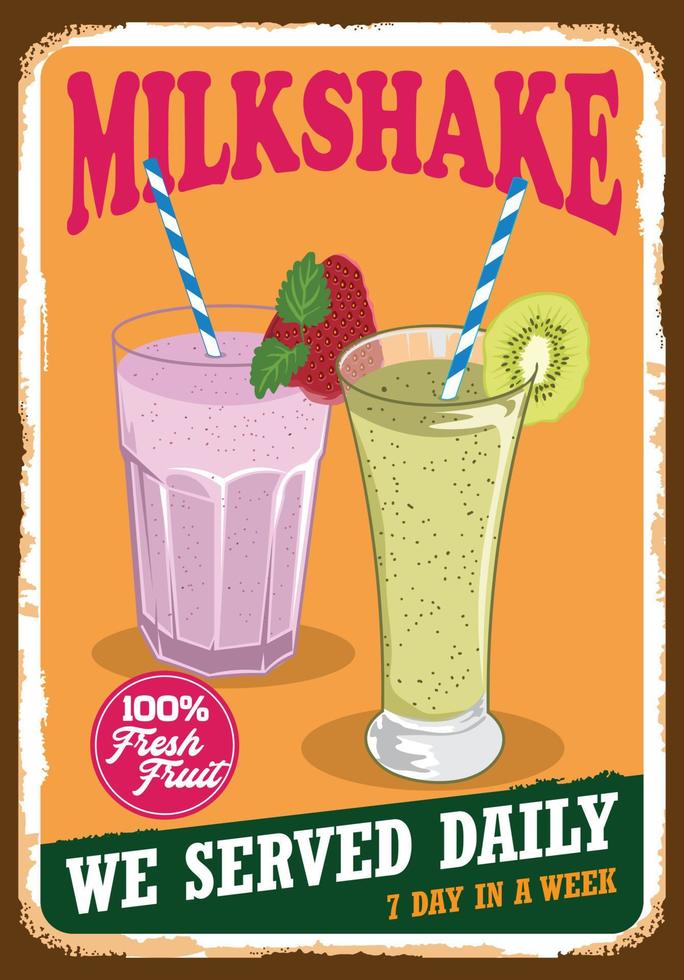 milkshake poster vector illustratie in retro wijnoogst stijl, perfect voor muur decor ontwerp