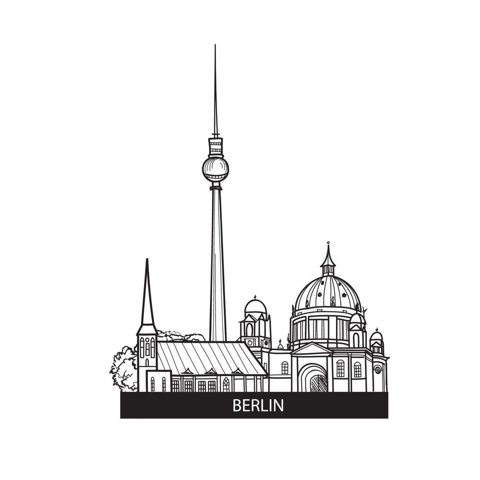 berlijn, duitsland stadsgezicht. beroemde skyline met tv-toren vector