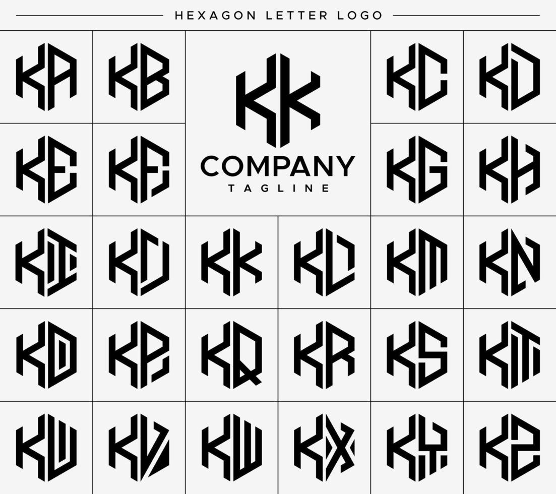 modern zeshoek k brief logo ontwerp vector set. zeshoekig kk k logo grafisch sjabloon.