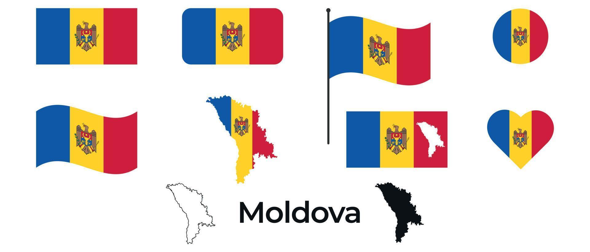 vlag van Moldavië. silhouet van Frankrijk. nationaal symbool. vector