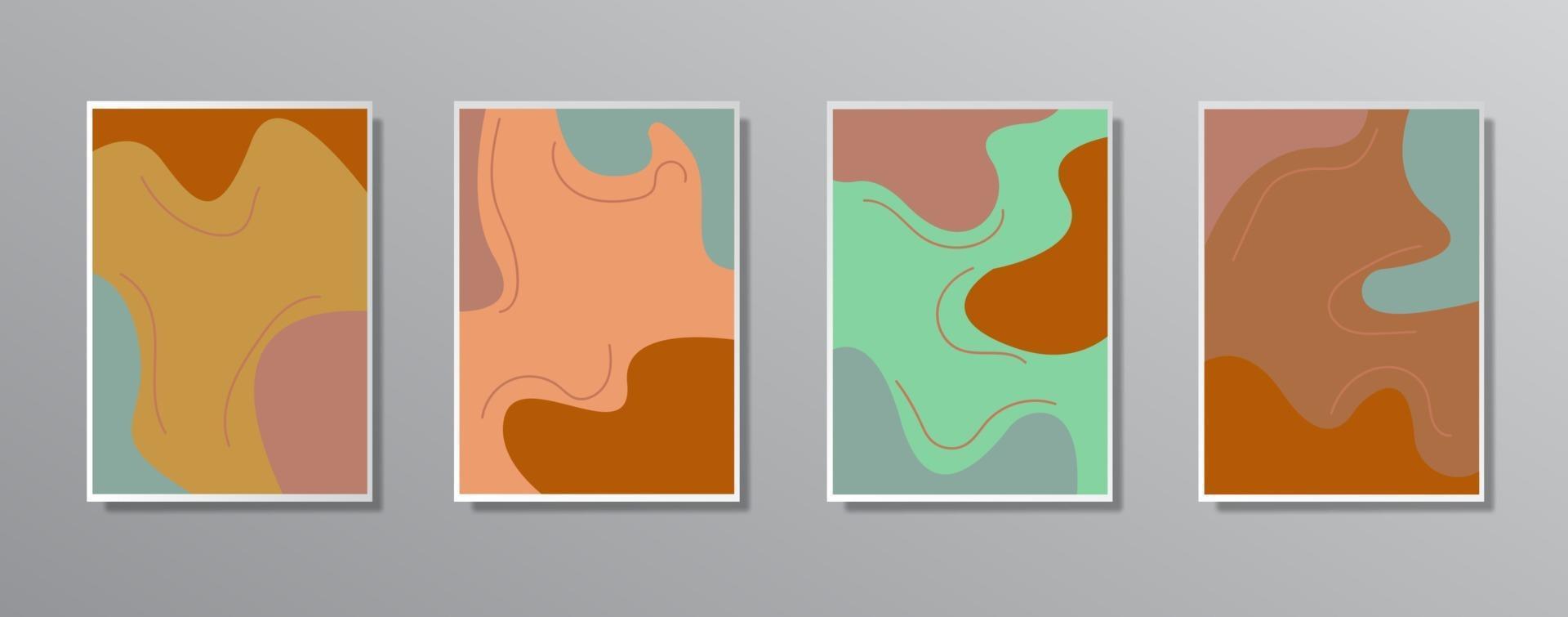 set van creatieve minimalistische hand getrokken vintage neutrale kleurenillustraties vector