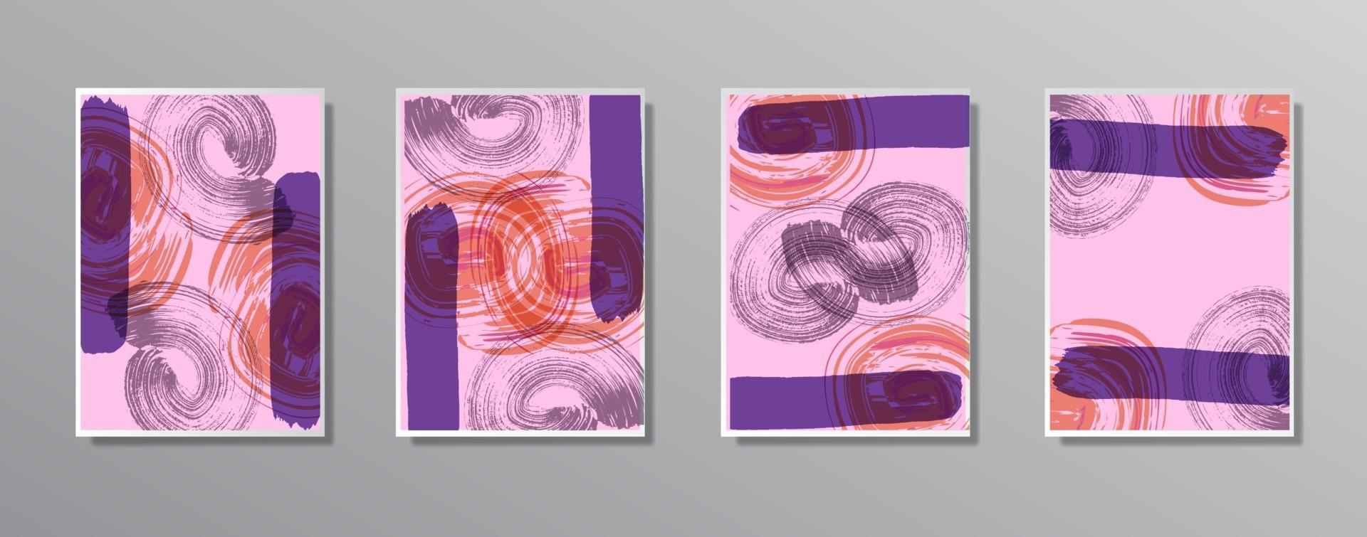 set van creatieve minimalistische hand getrokken vintage neutrale kleurenillustraties vector