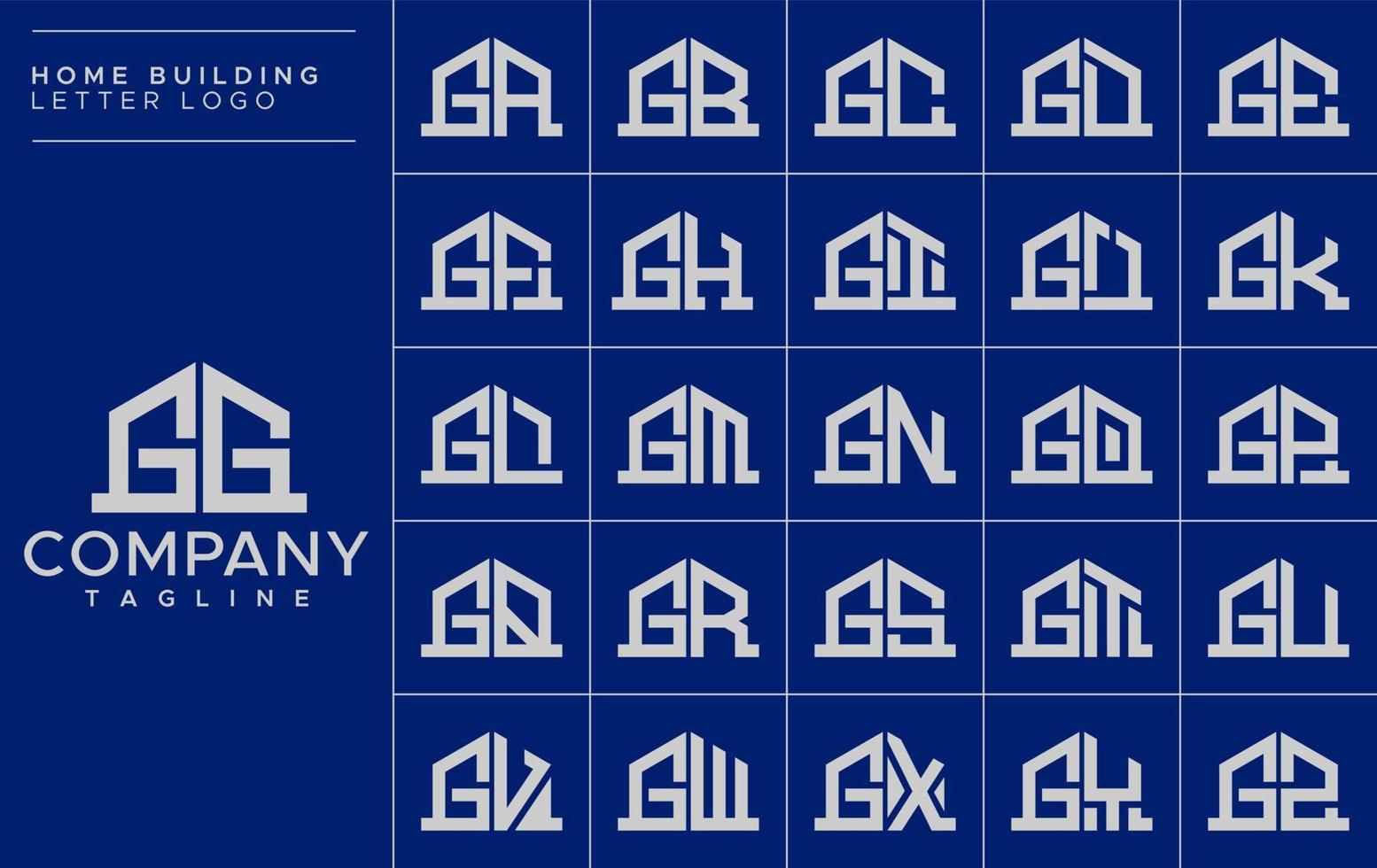 minimalistische huis brief g logo ontwerp sjabloon set. huis gg g brief logo vector verzameling.