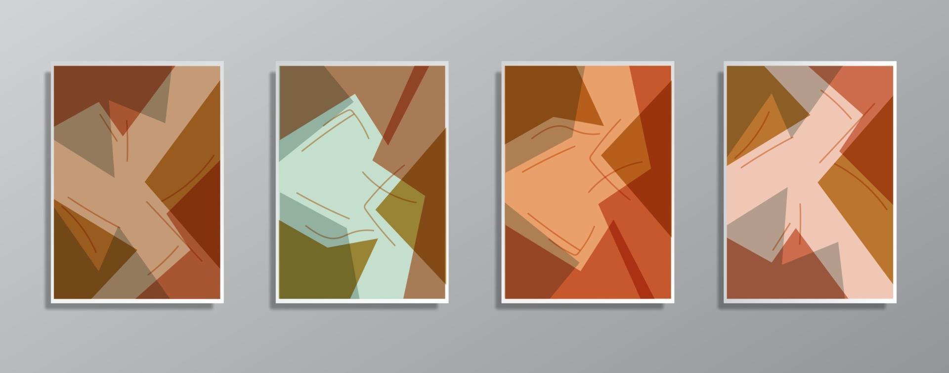 set van creatieve minimalistische hand getrokken vintage neutrale kleurenillustraties. vector