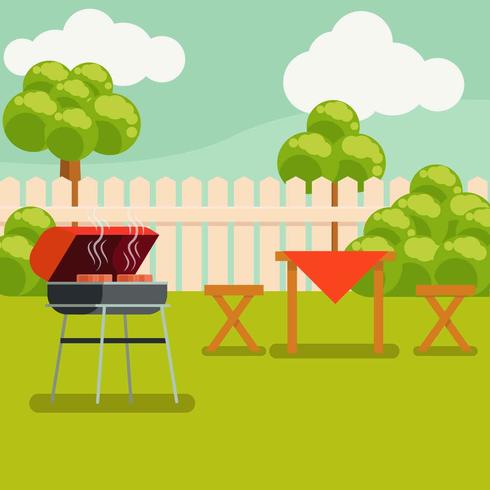 Achtertuin Barbecue Illustratie Vector